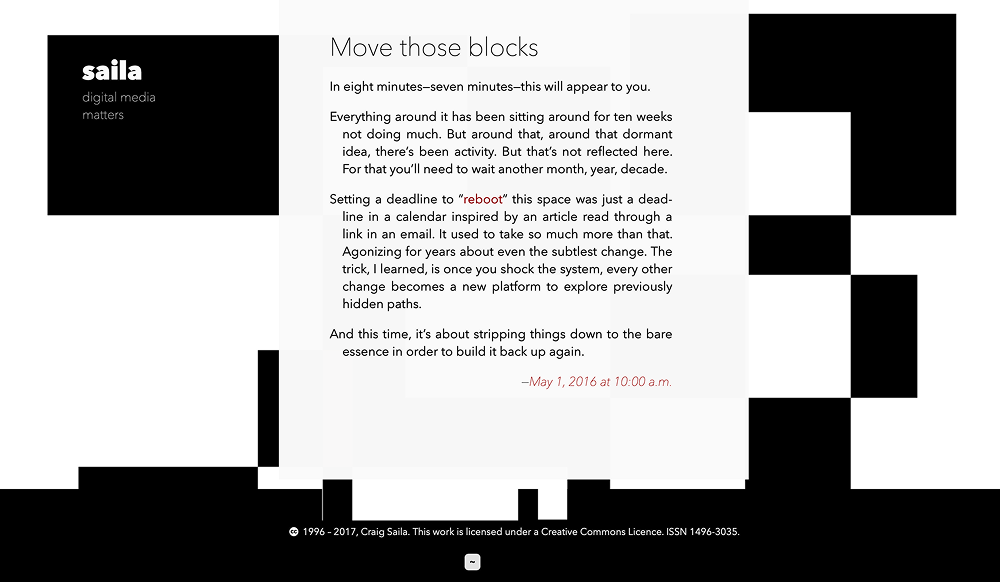 A black and white blocky design shown in a screenshot of the the post announcing saila.com